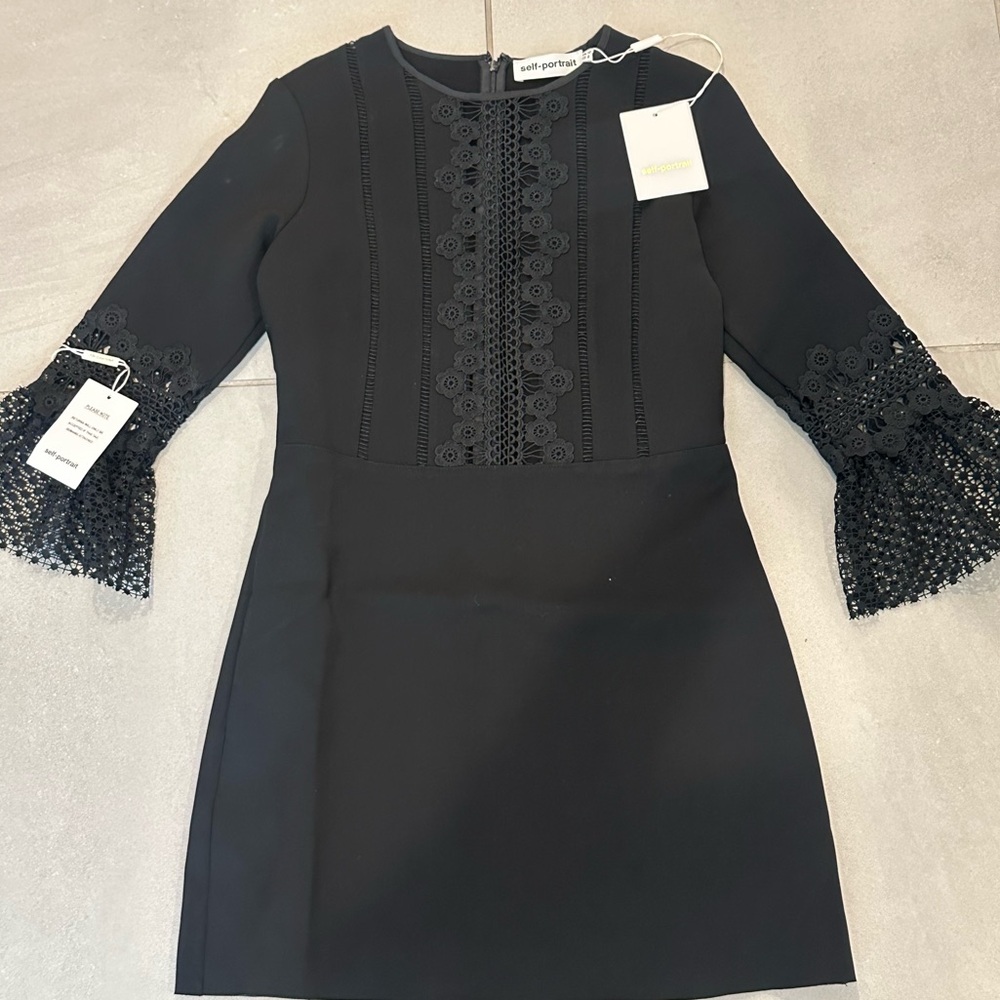 Self-Portrait Black Lace Sleeve Dress